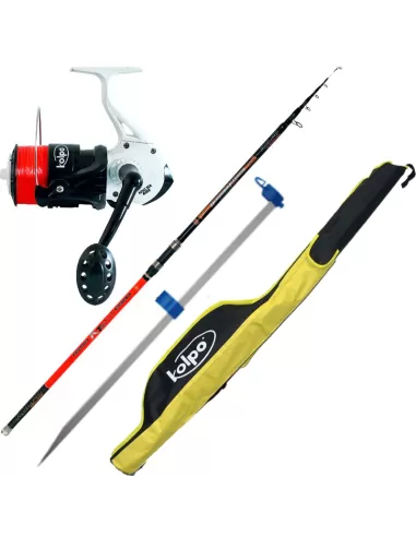 Combo pesca Surfcasting Cam 150 gr 4.20 mt Reel 8000 Wire Tip y Scabbard